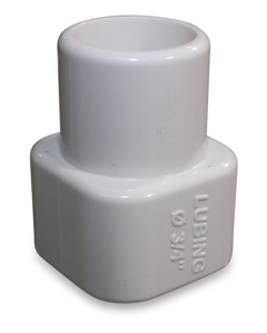 TRANSITION,3/4"RD TO 28mm X28mmSQ.PIPE,CLEAR STANDARD RD PIP